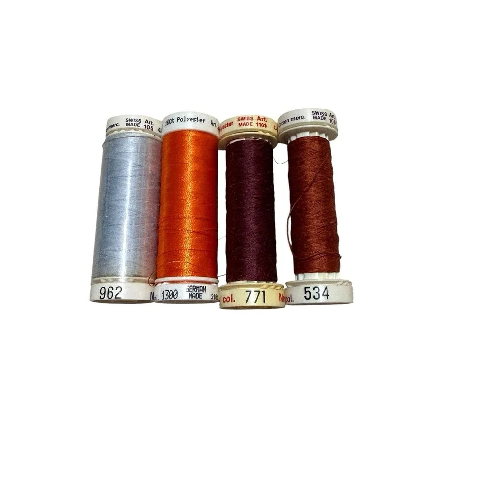 Mettler Thread Lot 4 Spools Silk Finish Metrosene Poly Sheen Mixed Colors
